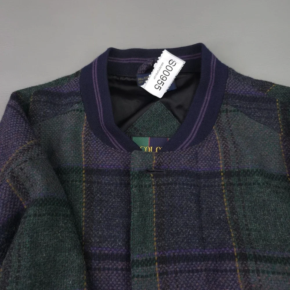 Colours By Alexander Julian Jacket Mens Medium Green Plaid Wool Bomber Lined